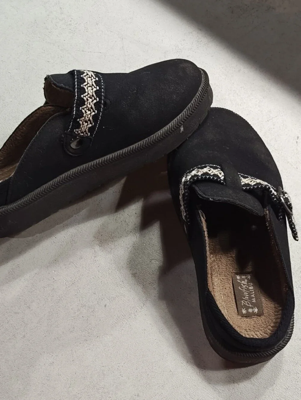 Kids Black Slip-On Clog with Decorative Woven Strap